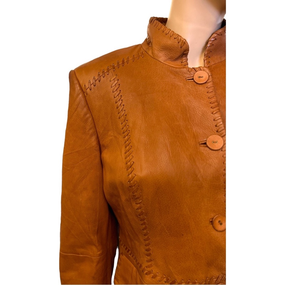 Ellen Tracy 100% Leather Bohemian Jacket Size 16 in good preowned condition - Picture 7 of 16